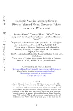 Scientific Machine Learning through Physics-Informed Neural Networks:
  Where we are and What's next