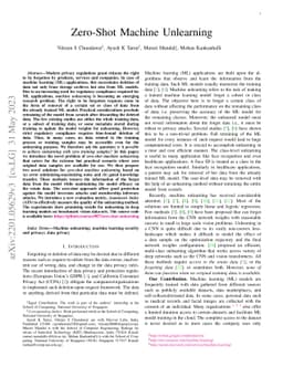 Zero-Shot Machine Unlearning