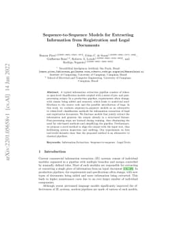 Sequence-to-Sequence Models for Extracting Information from Registration
  and Legal Documents
