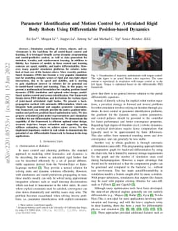 Parameter Identification and Motion Control for Articulated Rigid Body
  Robots Using Differentiable Position-based Dynamics