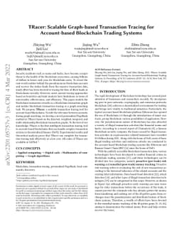 TRacer: Scalable Graph-based Transaction Tracing for Account-based
  Blockchain Trading Systems