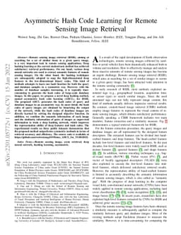 Asymmetric Hash Code Learning for Remote Sensing Image Retrieval