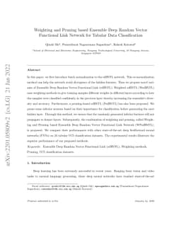Weighting and Pruning based Ensemble Deep Random Vector Functional Link
  Network for Tabular Data Classification
