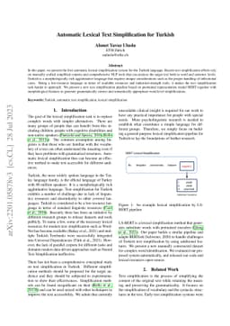 Automatic Lexical Simplification for Turkish