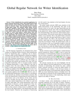 Global Regular Network for Writer Identification