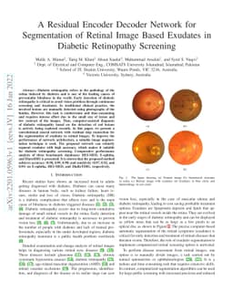 A Residual Encoder-Decoder Network for Segmentation of Retinal
  Image-Based Exudates in Diabetic Retinopathy Screening