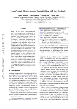 Memory-assisted prompt editing to improve GPT-3 after deployment