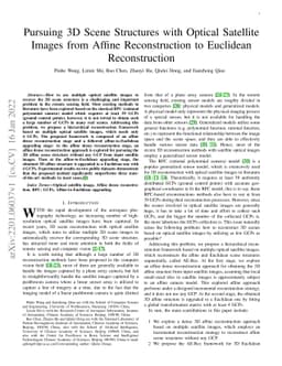 Pursuing 3D Scene Structures with Optical Satellite Images from Affine
  Reconstruction to Euclidean Reconstruction