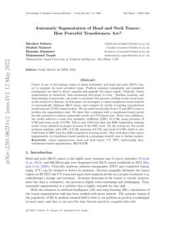 Automatic Segmentation of Head and Neck Tumor: How Powerful Transformers
  Are?