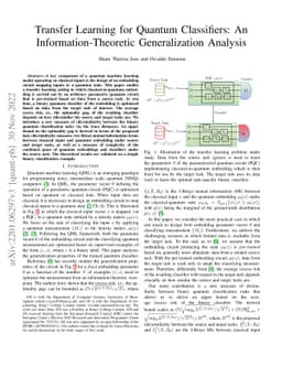 Transfer Learning for Quantum Classifiers: An Information-Theoretic
  Generalization Analysis