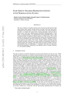 Fair Group-Shared Representations with Normalizing Flows