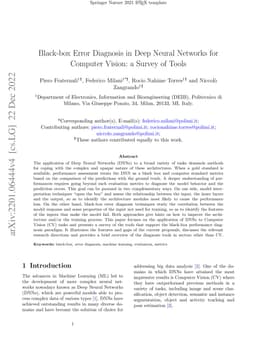 Black-box Error Diagnosis in Deep Neural Networks for Computer Vision: a
  Survey of Tools