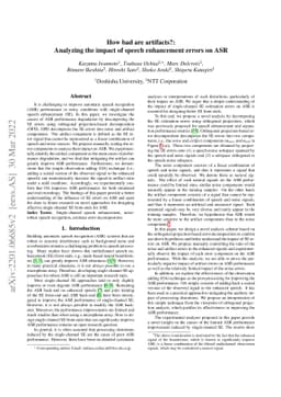 How Bad Are Artifacts?: Analyzing the Impact of Speech Enhancement
  Errors on ASR