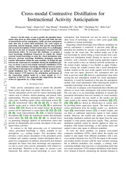 Cross-modal Contrastive Distillation for Instructional Activity
  Anticipation