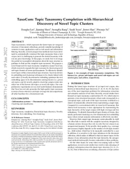 TaxoCom: Topic Taxonomy Completion with Hierarchical Discovery of Novel
  Topic Clusters