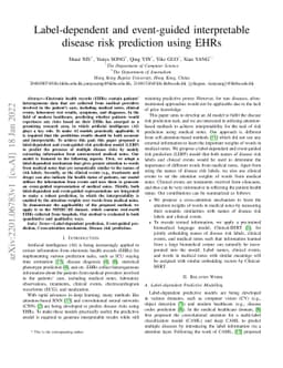 Label-dependent and event-guided interpretable disease risk prediction
  using EHRs