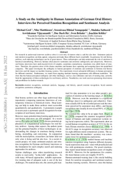 A Study on the Ambiguity in Human Annotation of German Oral History
  Interviews for Perceived Emotion Recognition and Sentiment Analysis