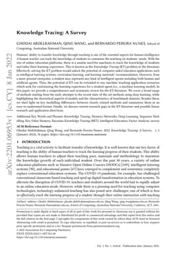 Knowledge Tracing: A Survey