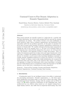 Continual Coarse-to-Fine Domain Adaptation in Semantic Segmentation