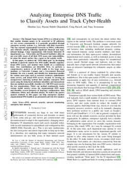 Analyzing Enterprise DNS Traffic to Classify Assets and Track
  Cyber-Health