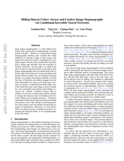 Hiding Data in Colors: Secure and Lossless Deep Image Steganography via
  Conditional Invertible Neural Networks
