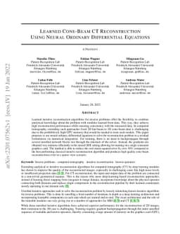 Learned Cone-Beam CT Reconstruction Using Neural Ordinary Differential
  Equations