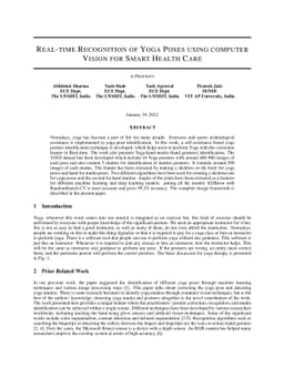 Real-time Recognition of Yoga Poses using computer Vision for Smart
  Health Care