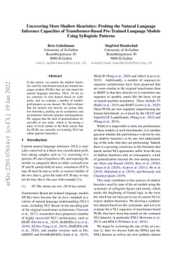 Uncovering More Shallow Heuristics: Probing the Natural Language
  Inference Capacities of Transformer-Based Pre-Trained Language Models Using
  Syllogistic Patterns