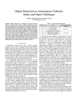 Object Detection in Autonomous Vehicles: Status and Open Challenges