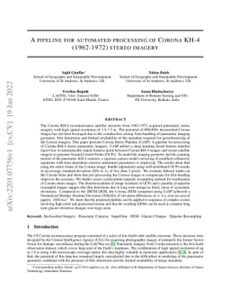 A pipeline for automated processing of Corona KH-4 (1962-1972) stereo
  imagery