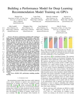 Building a Performance Model for Deep Learning Recommendation Model
  Training on GPUs