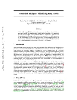 Sentiment Analysis: Predicting Yelp Scores
