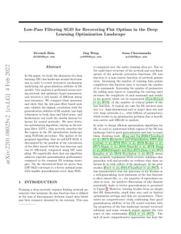 Low-Pass Filtering SGD for Recovering Flat Optima in the Deep Learning
  Optimization Landscape