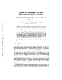 Why Did You Not Compare With That? Identifying Papers for Use as
  Baselines