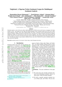 NaijaSenti: A Nigerian Twitter Sentiment Corpus for Multilingual
  Sentiment Analysis