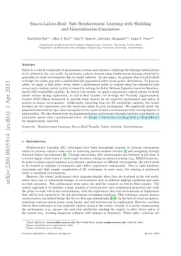 Sim-to-Lab-to-Real: Safe Reinforcement Learning with Shielding and
  Generalization Guarantees