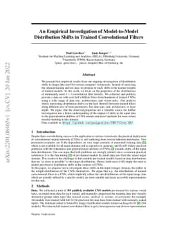 An Empirical Investigation of Model-to-Model Distribution Shifts in
  Trained Convolutional Filters
