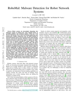 RoboMal: Malware Detection for Robot Network Systems