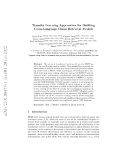 Transfer Learning Approaches for Building Cross-Language Dense Retrieval
  Models