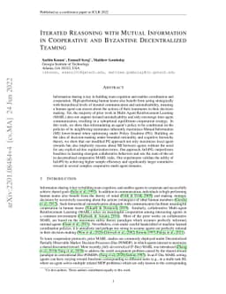 Iterated Reasoning with Mutual Information in Cooperative and Byzantine
  Decentralized Teaming