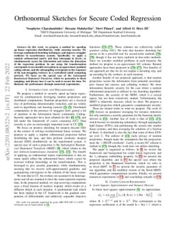 Orthonormal Sketches for Secure Coded Regression