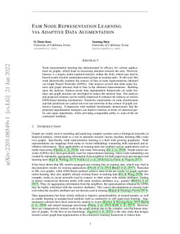 Fair Node Representation Learning via Adaptive Data Augmentation