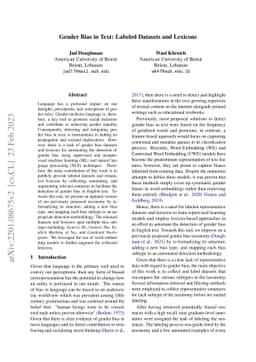 Gender Bias in Text: Labeled Datasets and Lexicons