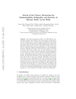 Attack of the Clones: Measuring the Maintainability, Originality and
  Security of Bitcoin 'Forks' in the Wild