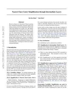 Nearest Class-Center Simplification through Intermediate Layers