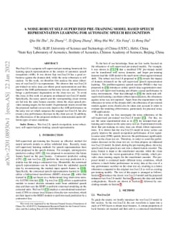 A Noise-Robust Self-supervised Pre-training Model Based Speech
  Representation Learning for Automatic Speech Recognition