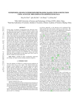 Supervised and Self-supervised Pretraining Based COVID-19 Detection
  Using Acoustic Breathing/Cough/Speech Signals