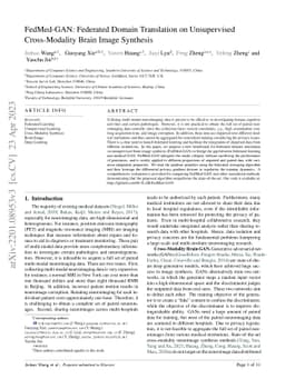 FedMed-GAN: Federated Domain Translation on Unsupervised Cross-Modality
  Brain Image Synthesis