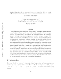 Optimal Estimation and Computational Limit of Low-rank Gaussian Mixtures