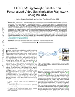 LTC-SUM: Lightweight Client-driven Personalized Video Summarization
  Framework Using 2D CNN